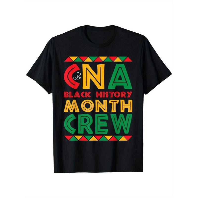 Black History Month Crew Nurse Pride African American T-Shirt - 100% Cotton 180g Unisex Streetwear with Vibrant Geometric Print, All-Season Comfort for Casual, Sports & Cultural Events - Gift for Men, Women, Dad, Mom & Friends, Cultural Event Apparel