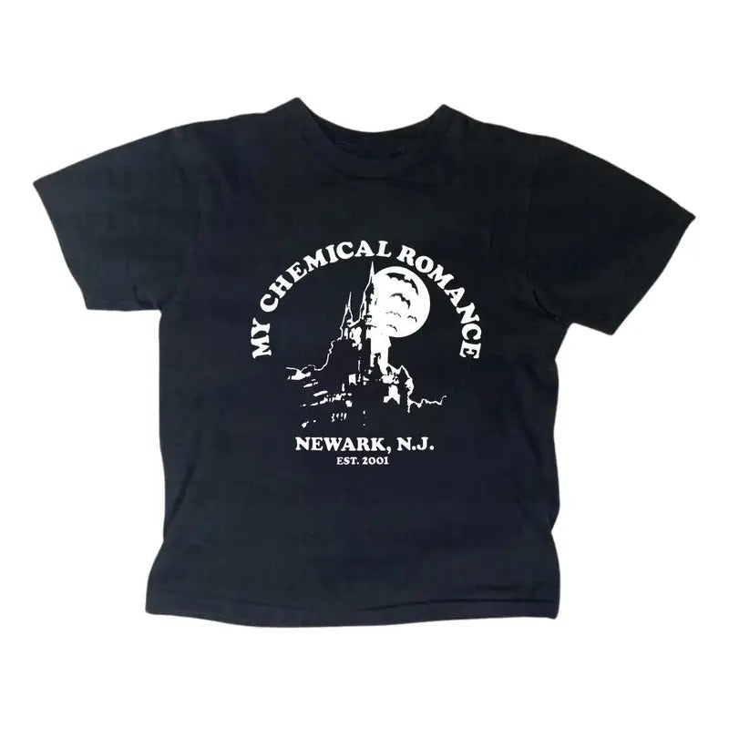 Vintage My Chemical Romance Baby Tee, Alternative Rock Band Shirt, Punk Rock, Gothic Emo Girl Tops, Scene Clothing 2000s, Casual Cotton Short Sleeve, Women Fitted T-Shirt