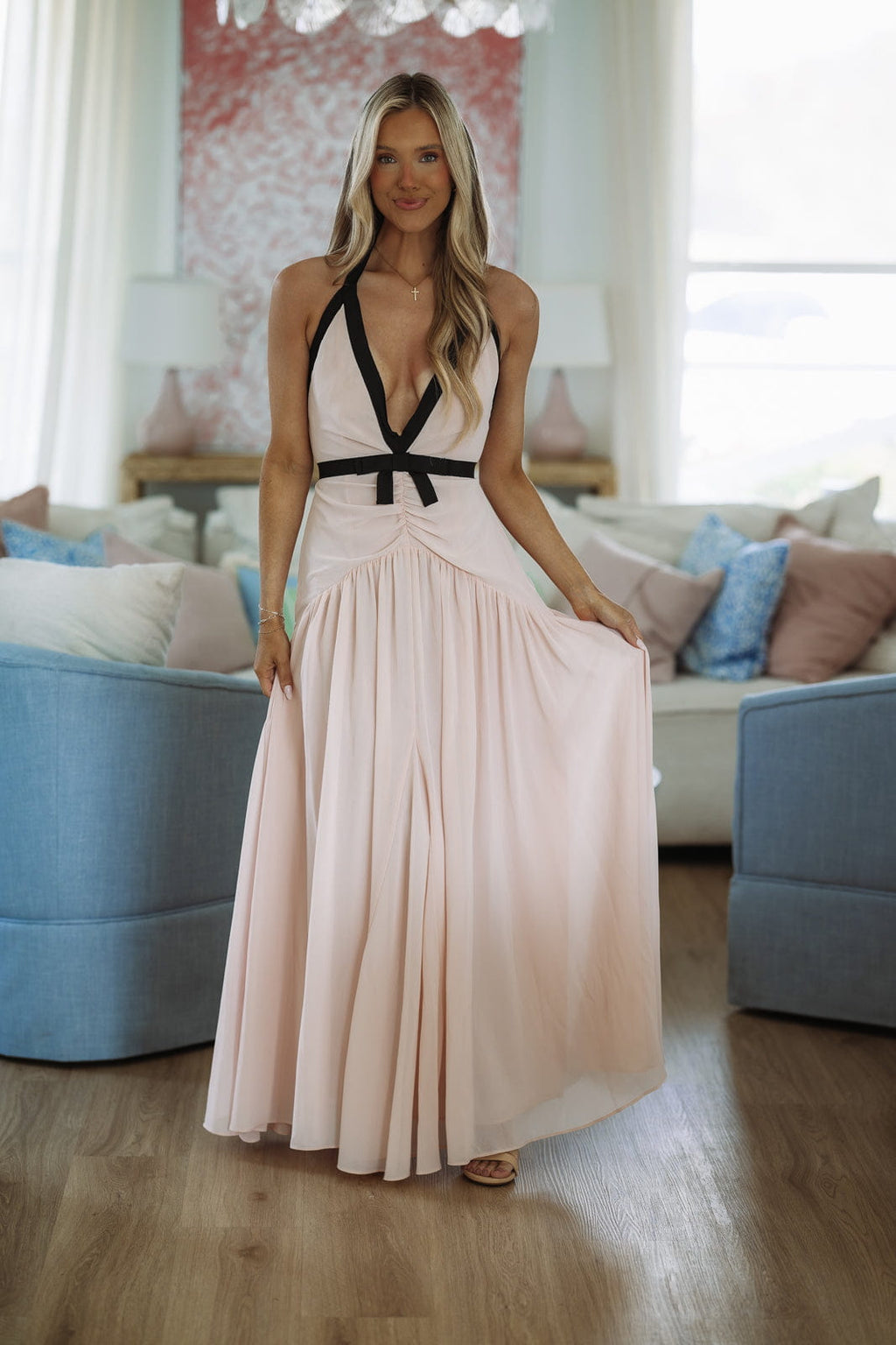 Lacey Romance Maxi Dress - Blush Pink