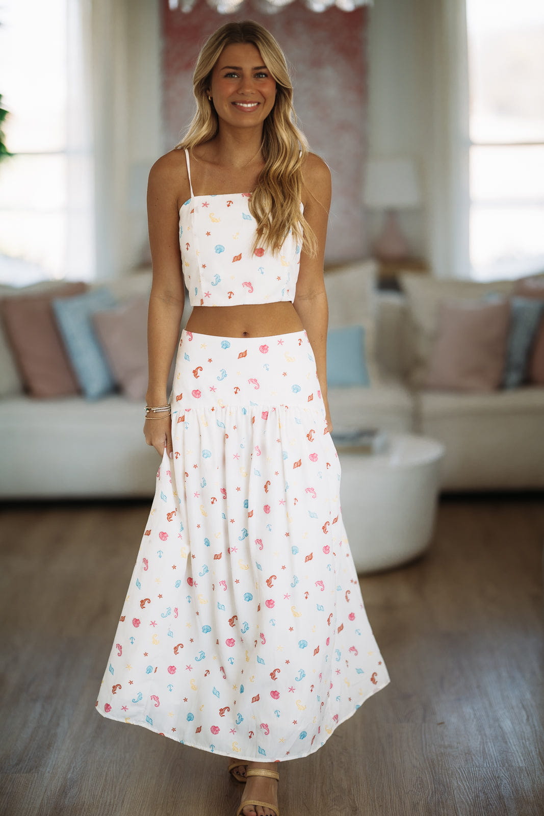 Nalu Dreams Crop Top - Off White, Blue, Red and Yellow