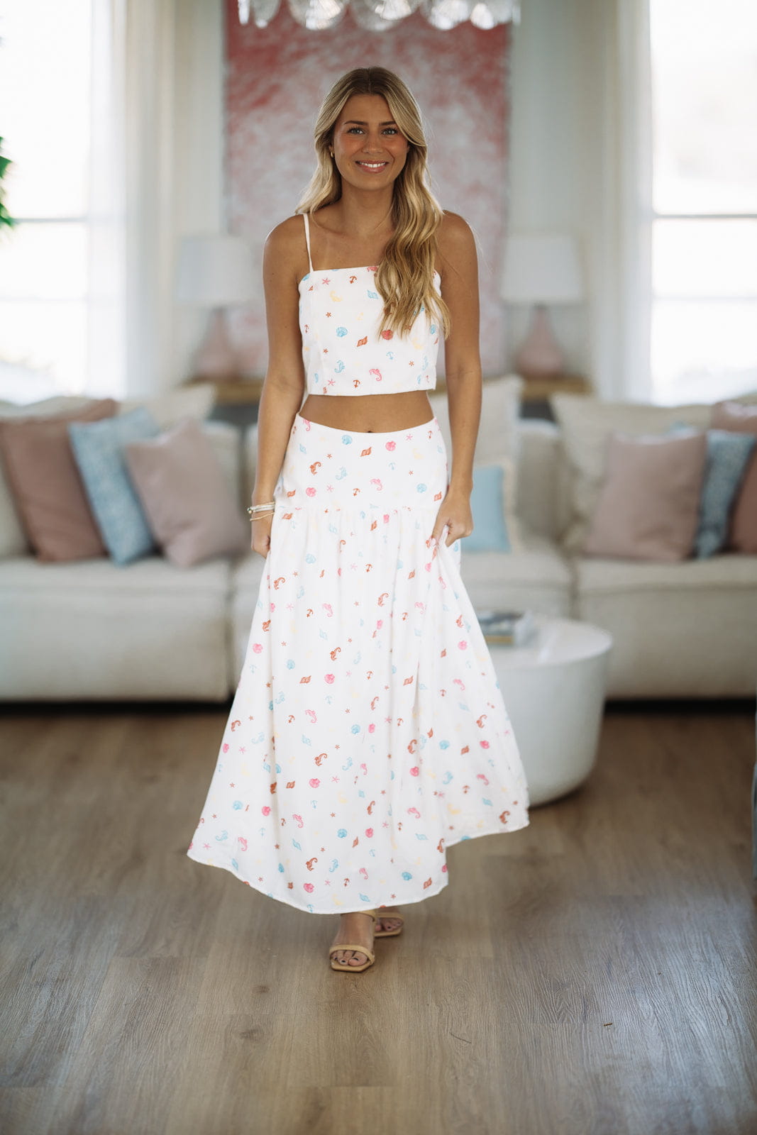 Nalu Dreams Crop Top - Off White, Blue, Red and Yellow
