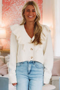 Cream Puff Ruffle Cardigan - Cream