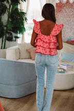 Open My Heart Crop Top - Red and Pink