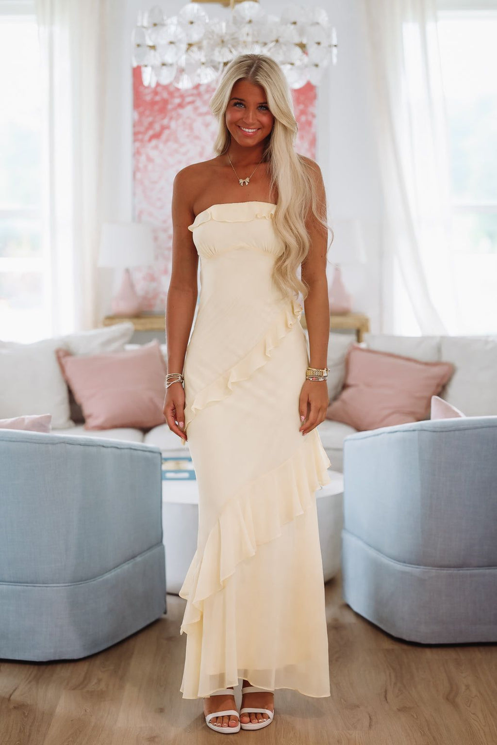 Kiss You Back Maxi Dress - Yellow