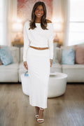 Moonbeam Top and Maxi Skirt Set - White