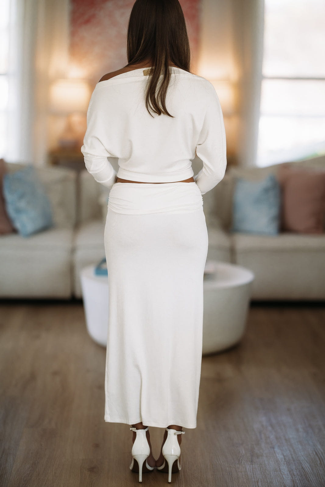 Moonbeam Top and Maxi Skirt Set - White