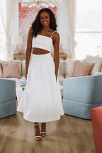 The Keeper Crop Top and Midi Skirt Set - White
