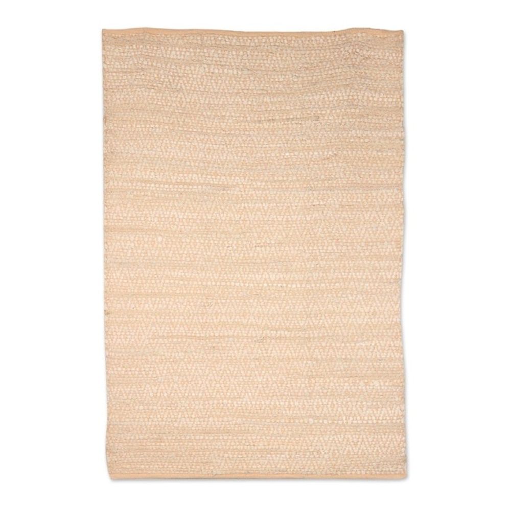 Buff and Ivory Recycled Cotton Area Rug from India 3x4.5 'Diamond Subtlety'