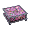 Reverse Painted Glass Decorative Box with Butterflies 'Purple Winter Butterflies'