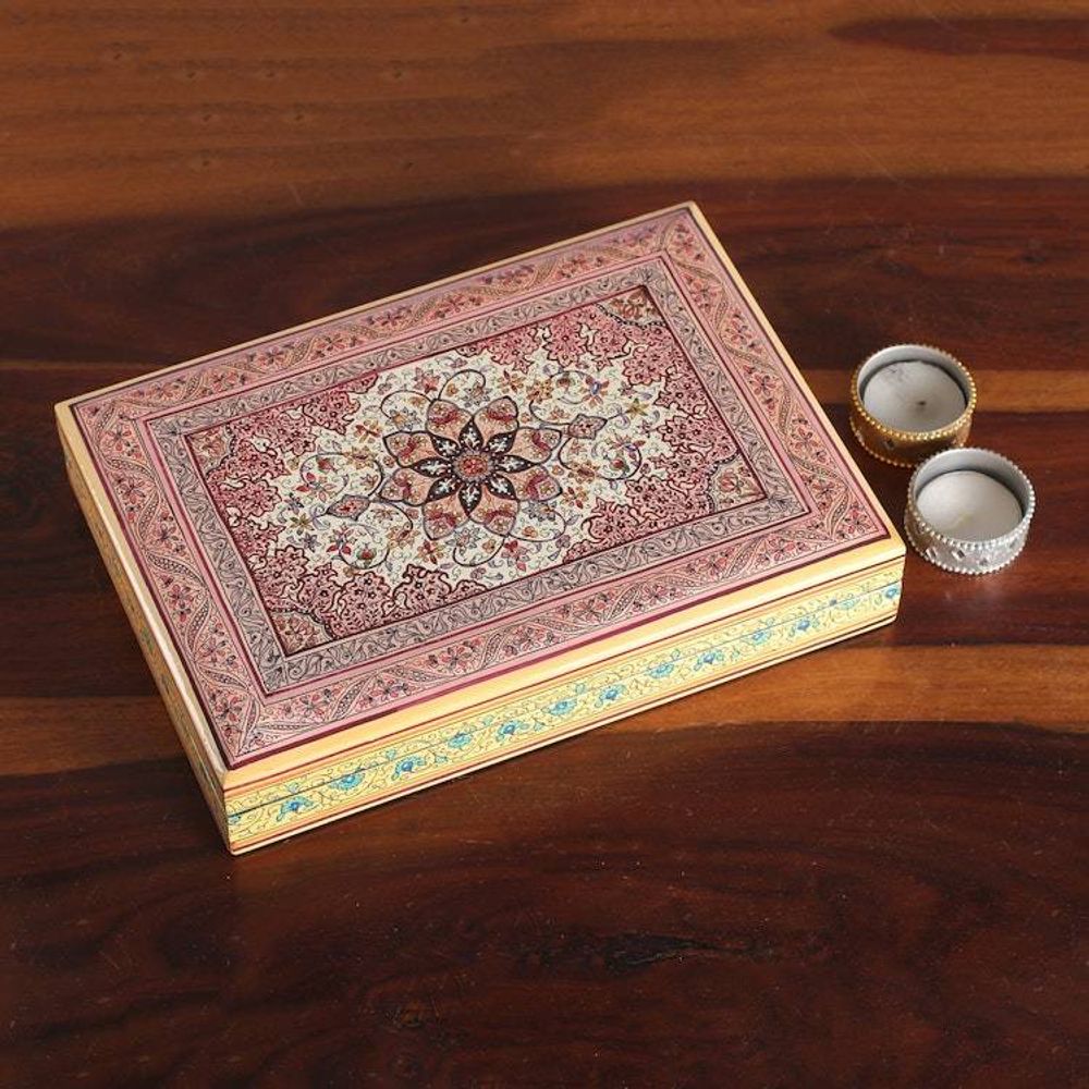 Spring-Inspired Weeping Willow Wood Box in Crimson Hues 'Crimson Petals'