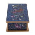 Reverse Painted Glass Butterfly Decorative Box in Cyan 'Butterfly Jubilee in Cyan'