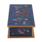 Reverse Painted Glass Butterfly Decorative Box in Cyan 'Butterfly Jubilee in Cyan'