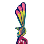 Handmade Floral Bird-Themed Copal Wood Bookmark from Mexico 'Reading Hummingbird'