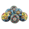 Vibrant Floral Ceramic Knobs from India Set of 6 'Charming Globes'