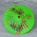 Hand-Painted Cotton Bird-Motif Parasol 'Bamboo Waving'