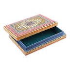 Spring-Themed Polished Hand-Painted Wood Decorative Box 'Arcadian Garden'