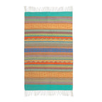 Handwoven Zapotec Wool Accent Rug 2 x 3.5 Ft from Mexico 'Sunny Hills of Mitla'