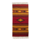 Hand-woven 2x5 Red And Yellow Alpaca Wool Rug From Peru 'Empire'