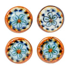 Set of 4 Handcrafted Ceramic Flower Knobs from Mexico 'Handy Garden'
