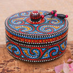 Hand-Painted Mango Wood Decorative Box in Blue 'Blue Specks'