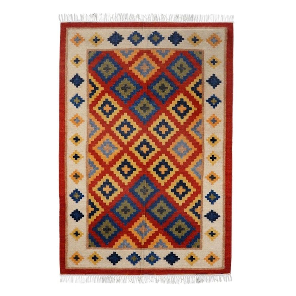 Handcrafted Indian Wool Area Rug 4 x 6 'Hand of Glory'
