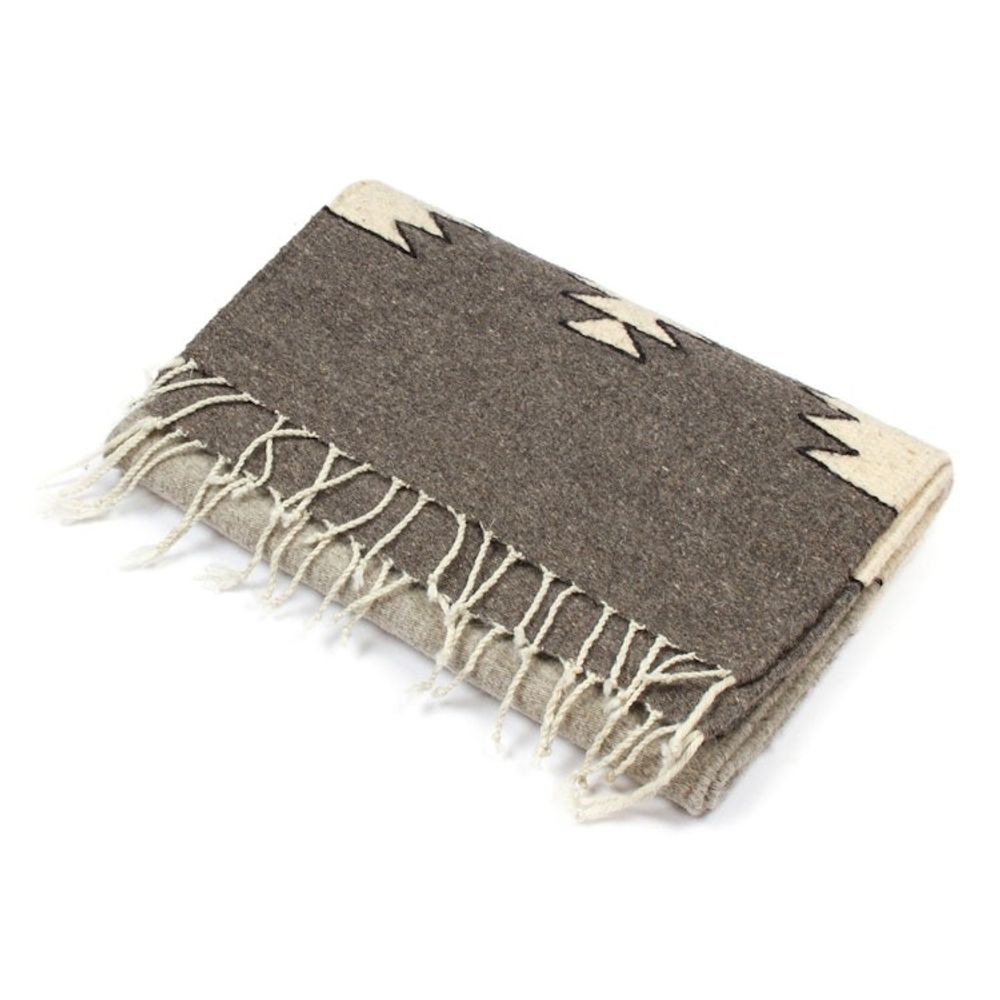 Minimalist Zapotec Grey and Beige 100 Wool Runner 1x6 'Grey Trends'