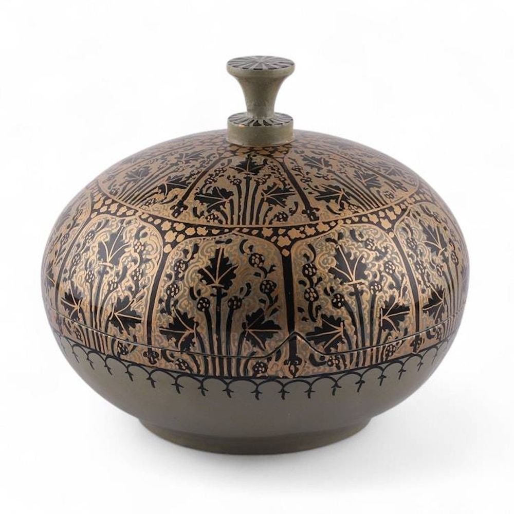 Nature-Themed Papier Mache and Wood Decorative Box Large 'Kashmir Marvel'