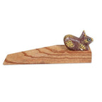 Handcrafted Jempinis Wood Door Stop with Painted Cat 'Feline Entrance'