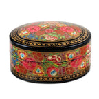 Floral Papier Mache and Wood Oval Decorative Box 'Summer Bouquet'
