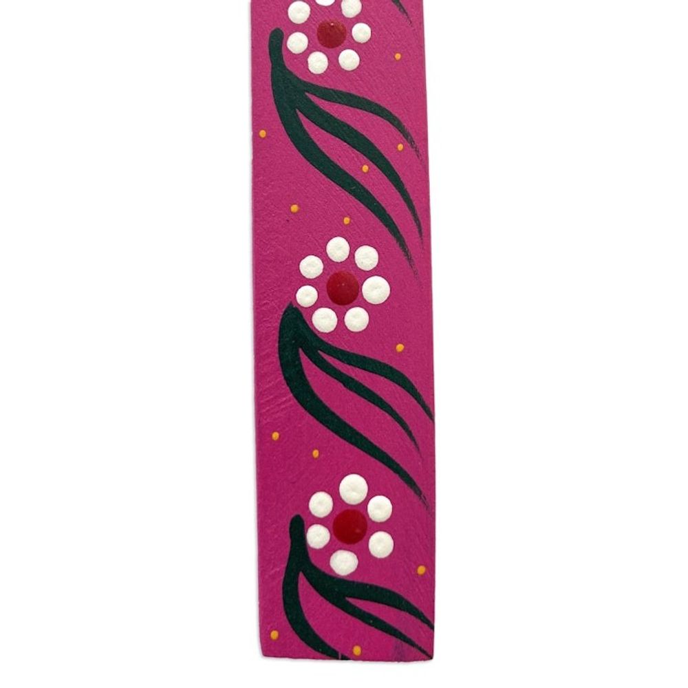 Handmade Floral Bird-Themed Copal Wood Bookmark from Mexico 'Reading Hummingbird'