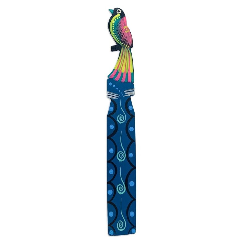 Handmade Mexican Copal Wood Bookmark with Tropical Bird 'Reading Bird'