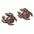 Set of 2 Hand-Painted Floral Crab-Shaped Wood Magnets 'Paradisial Crab'