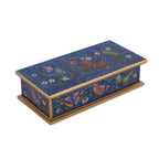 Reverse Painted Glass Butterfly Decorative Box in Cyan 'Butterfly Jubilee in Cyan'