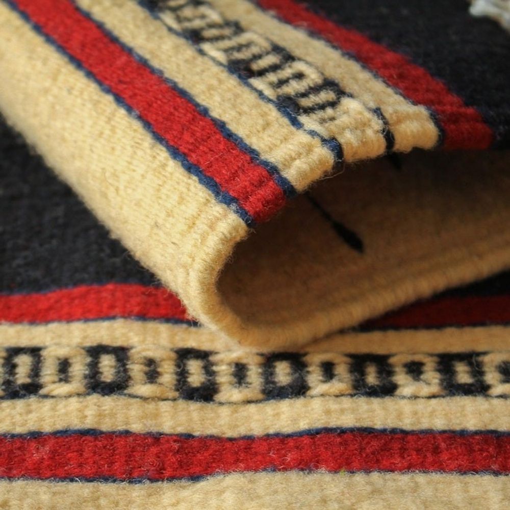 Unique Geometric Wool Rug 2x3.5 'Sixth Sun'