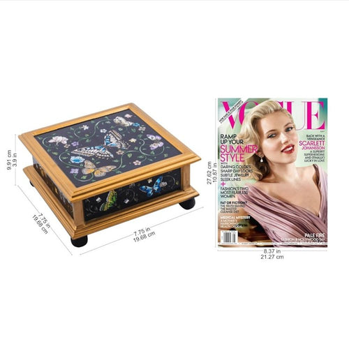 Black Reverse-Painted Glass Decorative Box with Butterflies 'Midnight Garden'