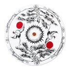 Traditional Crane-Themed Cotton and Bamboo Parasol in White 'Immortal Cranes'
