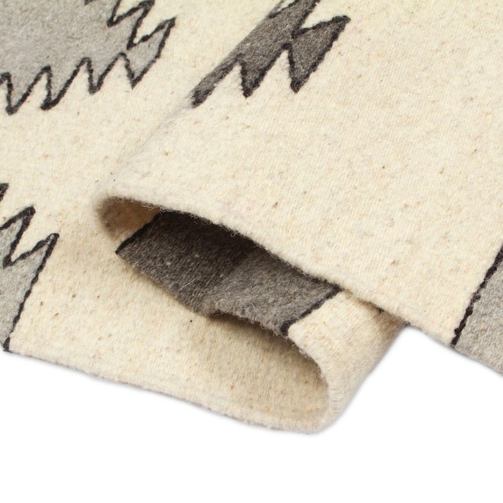 Minimalist Zapotec Grey and Beige 100 Wool Runner 1x6 'Grey Trends'