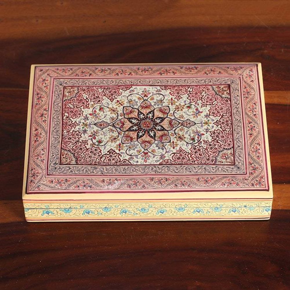 Spring-Inspired Weeping Willow Wood Box in Crimson Hues 'Crimson Petals'