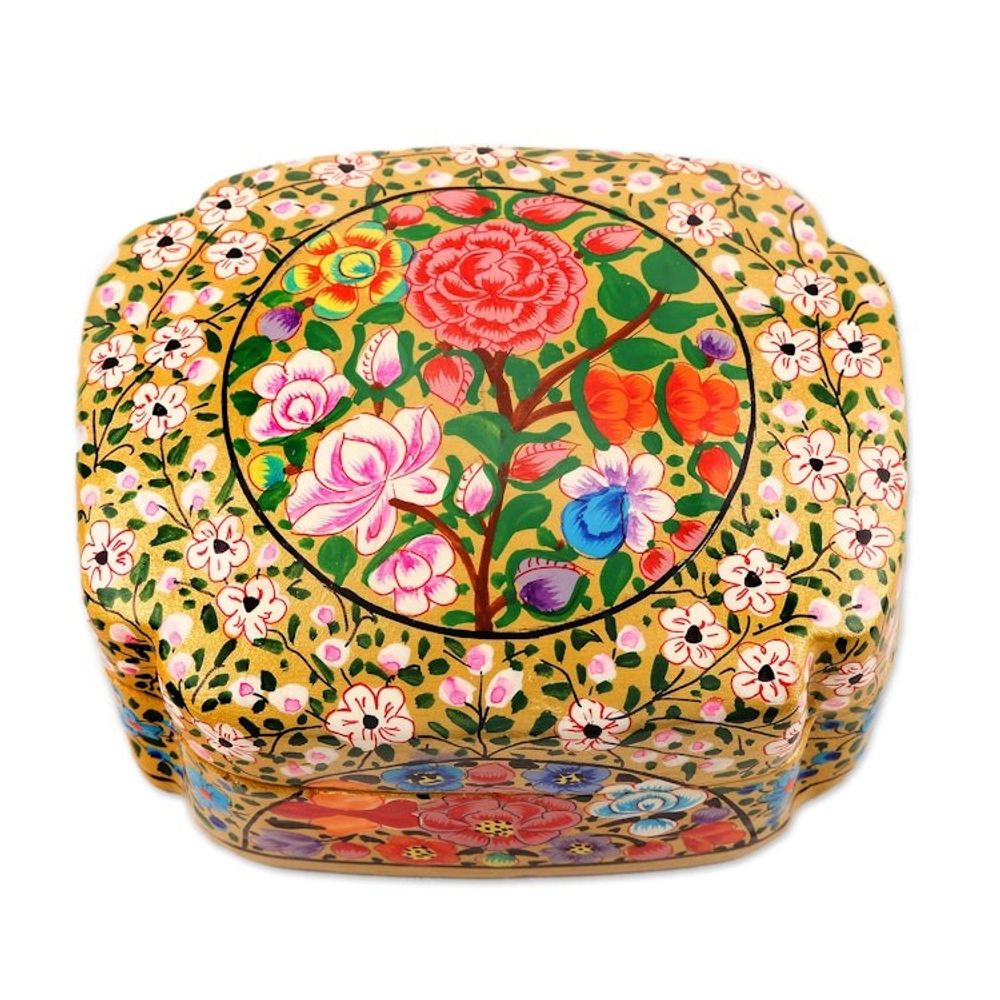 Velvet-Lined Floral Decorative Box 'Kashmir Garland'