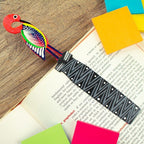 Hand-Painted Pink Flamingo Copal Wood Bookmark from Oaxaca 'Reading Flamingo'