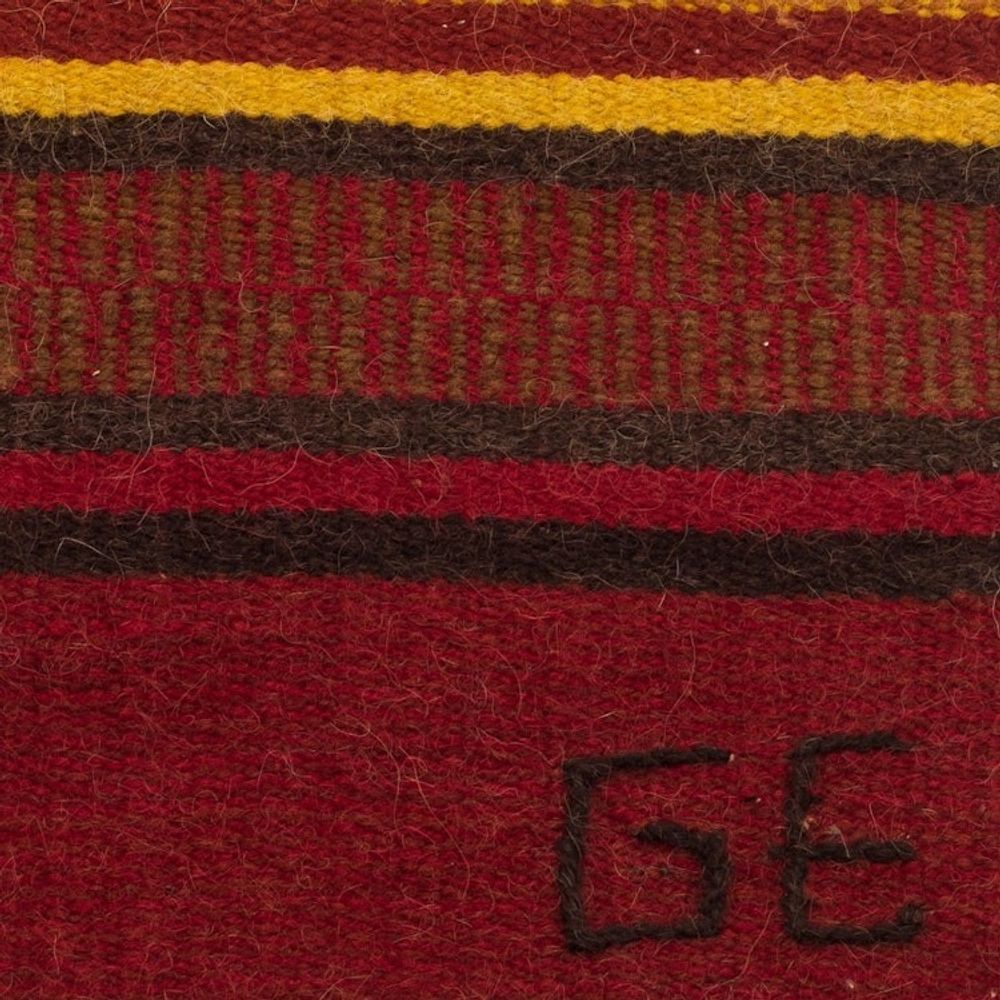Hand-woven 2x5 Red And Yellow Alpaca Wool Rug From Peru 'Empire'