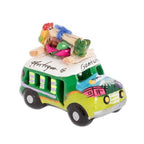 Min Ceramic Bus Figurine in Greens from Guatemala 'Two Tone Green Old Time Bus'