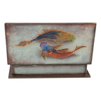 Fish Themed Reverse-Painted Glass Box 'Ocean Harmony in White'