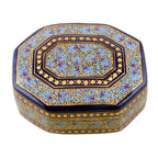 Elegant Hand Painted Blue and Gold Papier Mache Box 'Kashmir Royal'