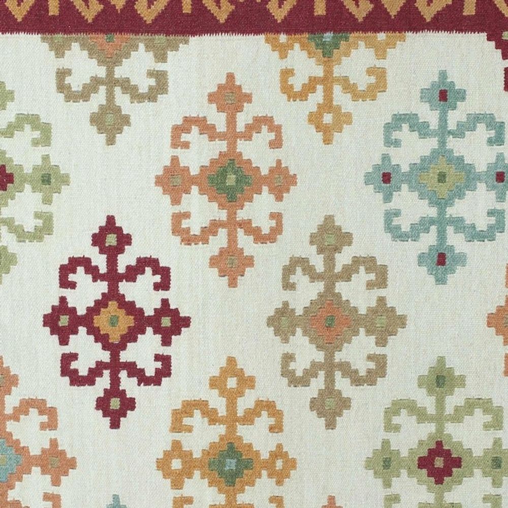 Handwoven Geometric Wool Area Rug 4x6 from India 'Morning Dream'