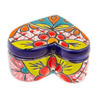 Heart-Shaped Floral Talavera Ceramic Decorative Box 'Classic Romance'