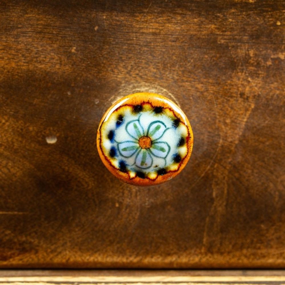 Set of 4 Handcrafted Ceramic Flower Knobs from Mexico 'Handy Garden'