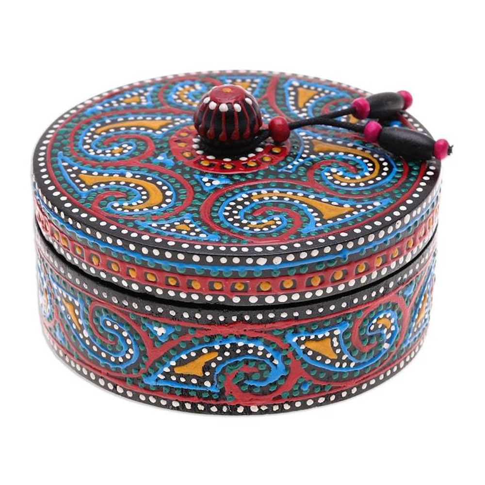 Hand-Painted Mango Wood Decorative Box in Blue 'Blue Specks'