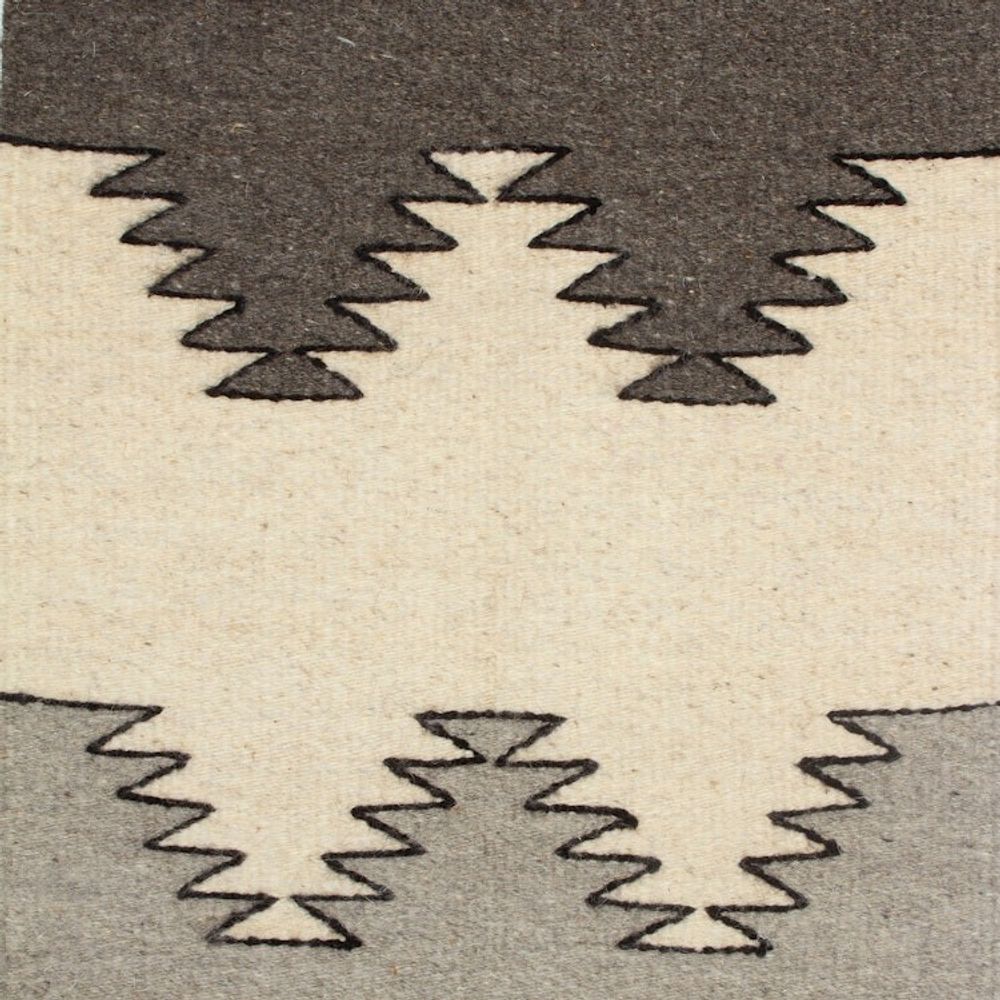 Minimalist Zapotec Grey and Beige 100 Wool Runner 1x6 'Grey Trends'