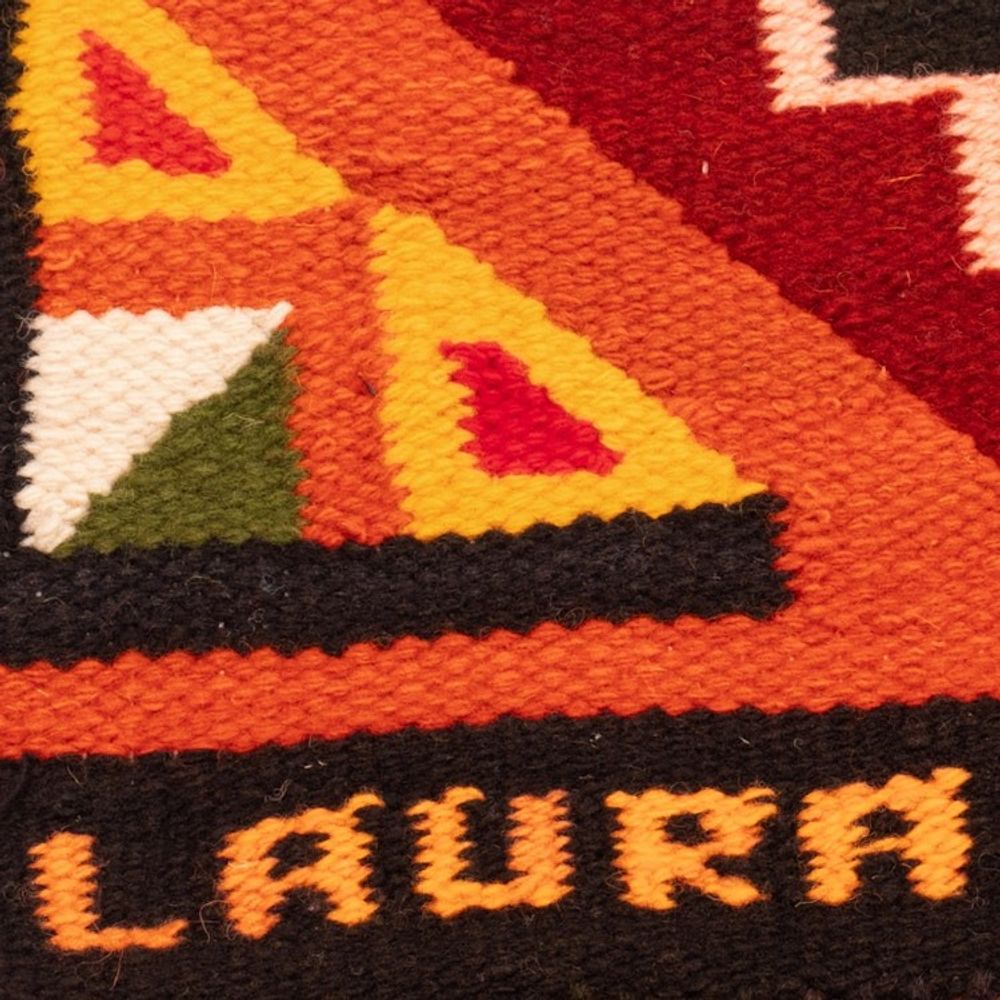 Wool and Cotton Blend Area Rug Hand-Woven in Peru 3x4 'Crab and Fish'